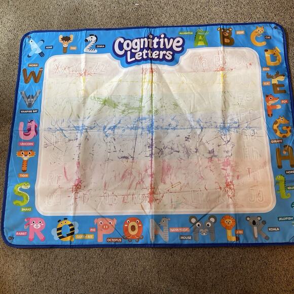 Cognitive Letters Large Mat 32x38”Kids Aqua Drawing Coloring Education Mats - Picture 1 of 9